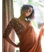 Suta Cotton Satin Brown Coloured Hand Embroidered Blouse