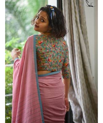 Suta Green Cotton Satin Embroidered Blouse 5
