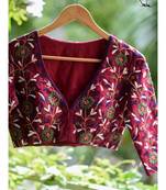Suta Maroon Cotton Satin Embroidered Blouse