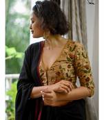 Suta Beige Cotton Satin Embroidered Blouse