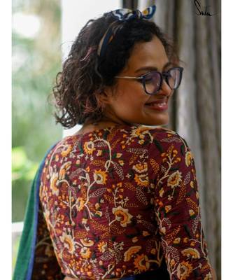 Suta Maroon Cotton Satin Embroidered Blouse 4