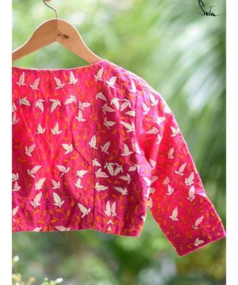 Suta Pink Cotton Satin Embroidered Blouse 3