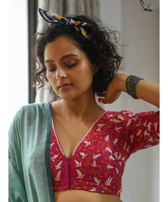 Suta Pink Cotton Satin Embroidered Blouse 5