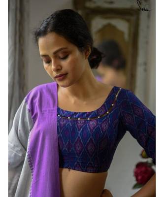 Suta Polyester Blue Coloured Hand-Sequined Blouse 4
