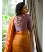 Suta Lavender Coloured Cotten Satin Hand Embroidered Blouse