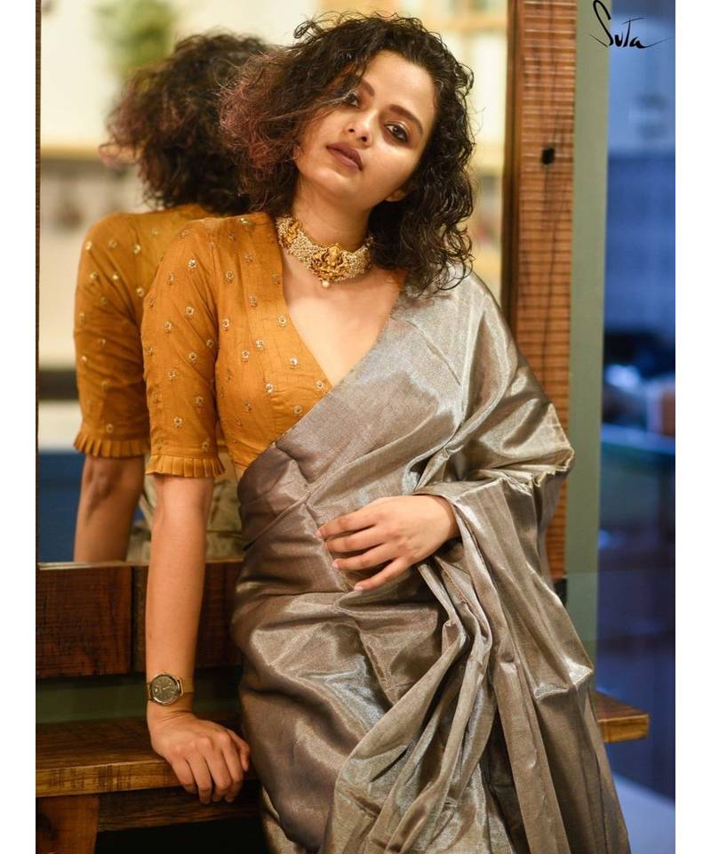 Suta Gold Artifical Silk Embellished Blouse
