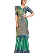 Green woven art silk saree with blouse