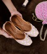 Purely Lush Pastel Pink Pearl Embroidered Jutti