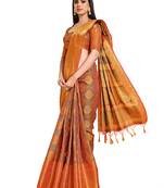 Orange woven art silk saree with blouse