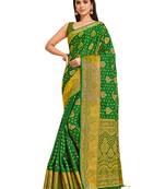 Green woven crepe saree with blouse