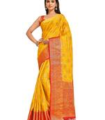 Gold woven crepe saree with blouse