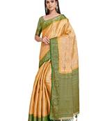 Gold woven art silk saree with blouse