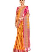 Gold woven art silk saree with blouse