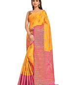 Gold woven art silk saree with blouse