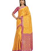 Gold woven crepe saree with blouse