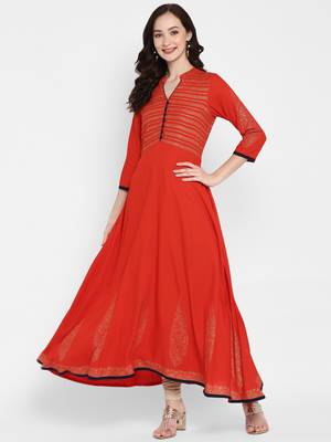 Red printed rayon kurtas-and-kurtis 1