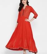 Red printed rayon kurtas-and-kurtis