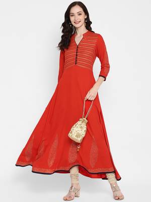 Red printed rayon kurtas-and-kurtis 2