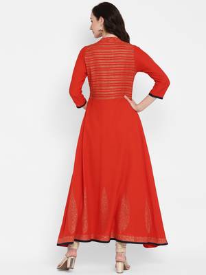 Red printed rayon kurtas-and-kurtis 3