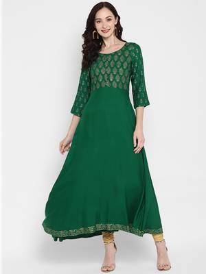 Green printed rayon kurtas-and-kurtis 1