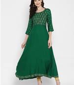 Green printed rayon kurtas-and-kurtis
