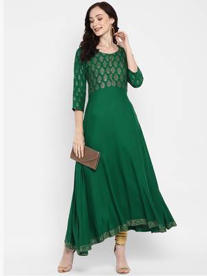 Green printed rayon kurtas-and-kurtis 2