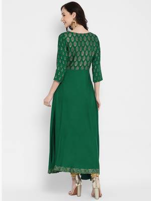 Green printed rayon kurtas-and-kurtis 3