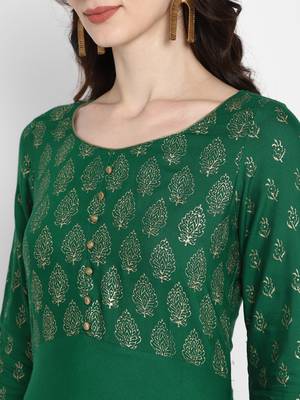Green printed rayon kurtas-and-kurtis 5