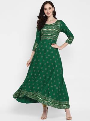 Green printed rayon kurtas-and-kurtis 1