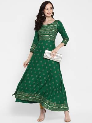 Green printed rayon kurtas-and-kurtis 2