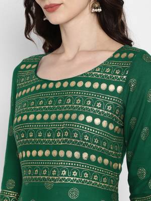 Green printed rayon kurtas-and-kurtis 4