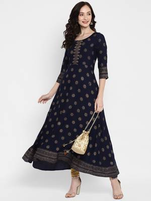 navy blue printed rayon kurtas-and-kurtis 2