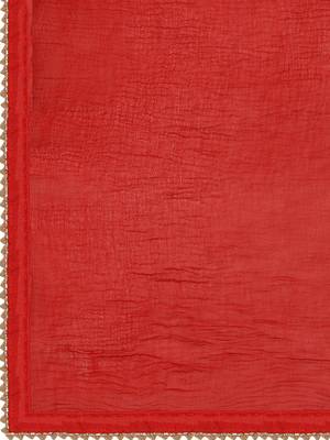 Red Chanderi Embroidered & Stone Work Dress Material 5