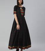 Black woven cotton maxi-dresses