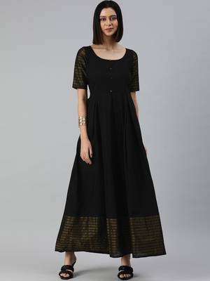 Black woven cotton maxi-dresses 1