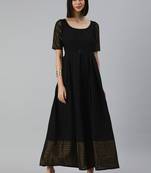 Black woven cotton maxi-dresses