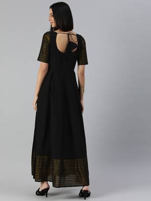 Black woven cotton maxi-dresses 2