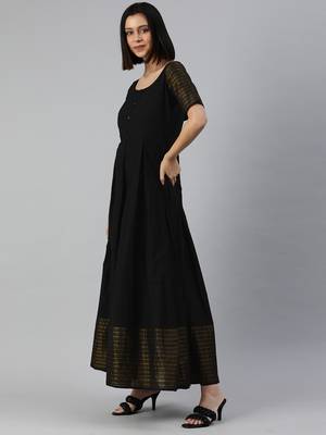 Black woven cotton maxi-dresses 3