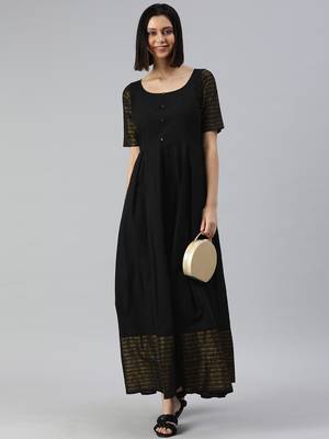 Black woven cotton maxi-dresses 4