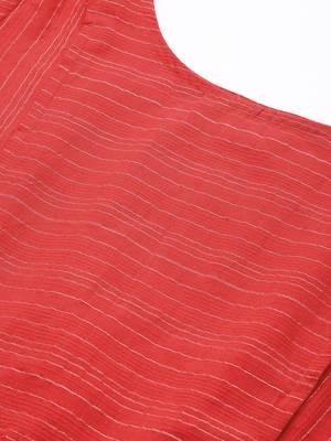 Red woven cotton short-dresses 5
