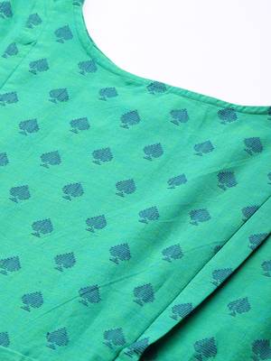 Green woven cotton short-dresses 5