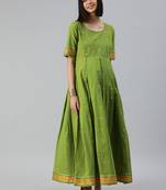 Green woven cotton maxi-dresses