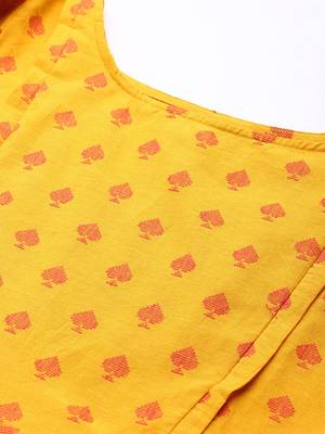 Yellow woven cotton short-dresses 5