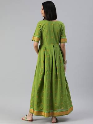 Green woven cotton maxi-dresses 2