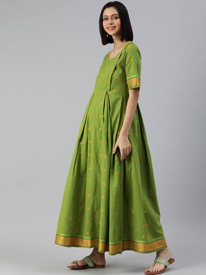 Green woven cotton maxi-dresses 3