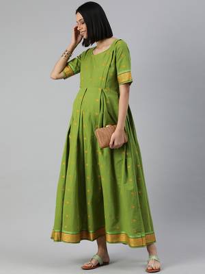Green woven cotton maxi-dresses 4