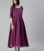 Magenta woven cotton short-dresses