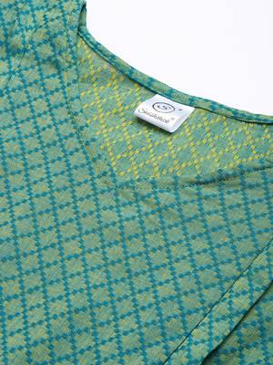 Green woven cotton short-dresses 5