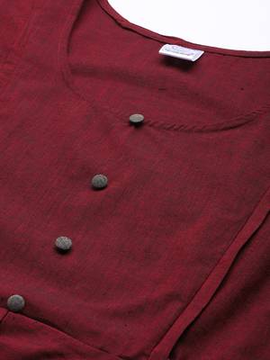 Maroon woven cotton maxi-dresses 5