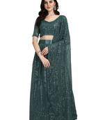 Blue embroidered
 georgette semi stitched lehenga